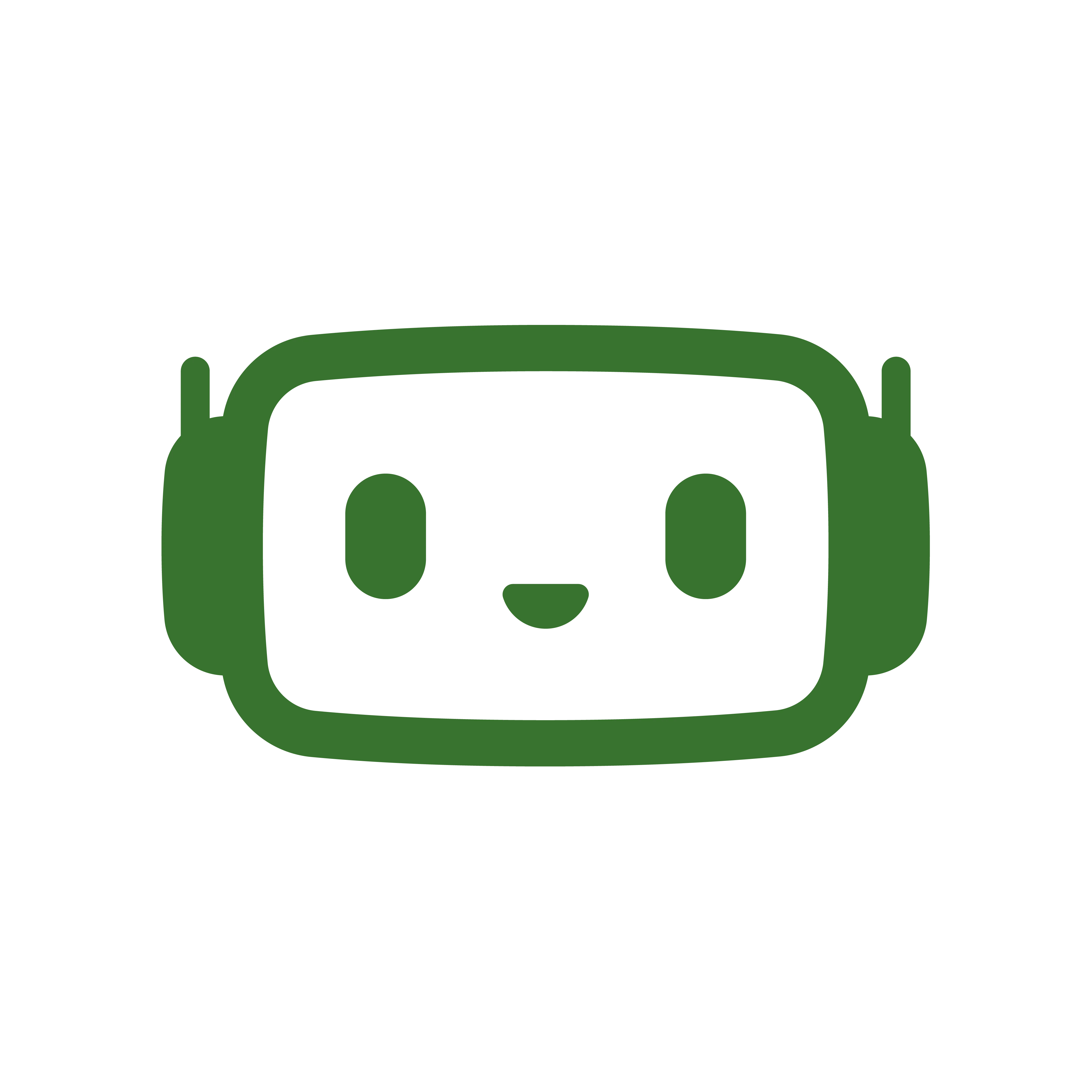 Visage de robot dessiné en vert